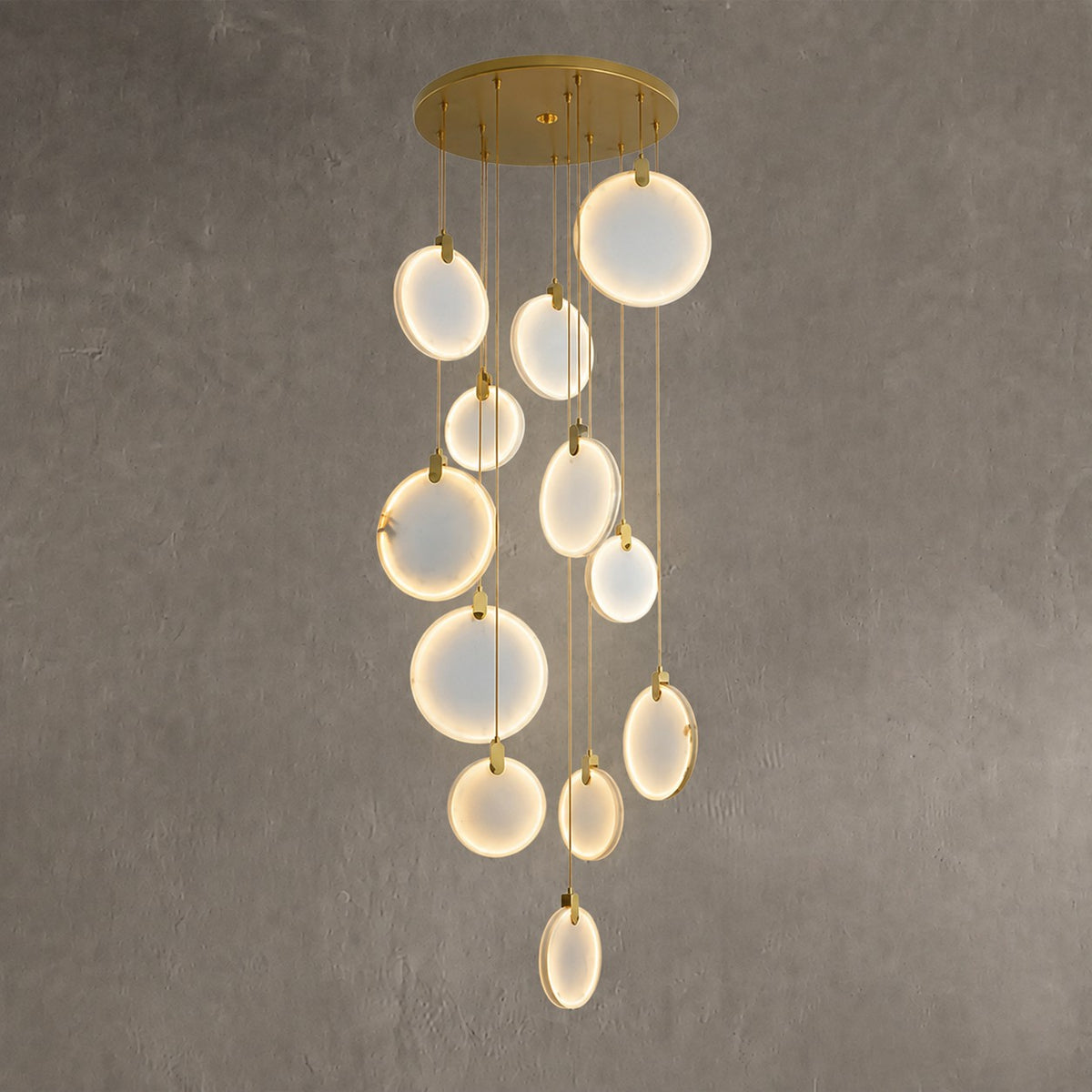 Queenie marble disc Long Round chandelier For Loft