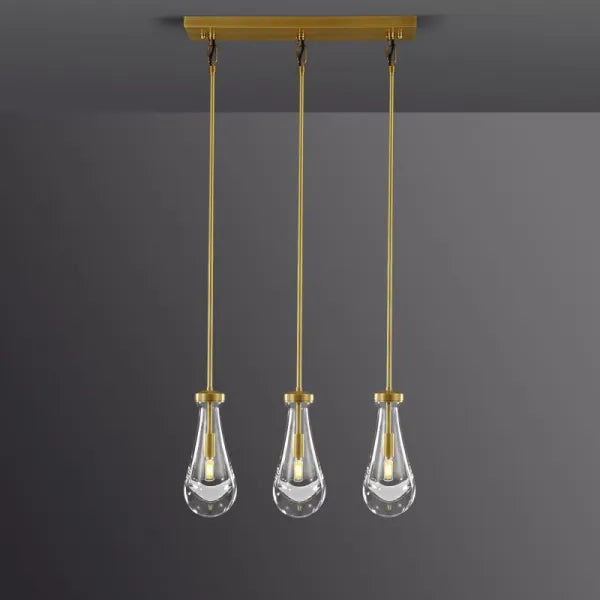 Elegant Rain Drops 3-Light Rectangular Chandelier with Custom Finishes