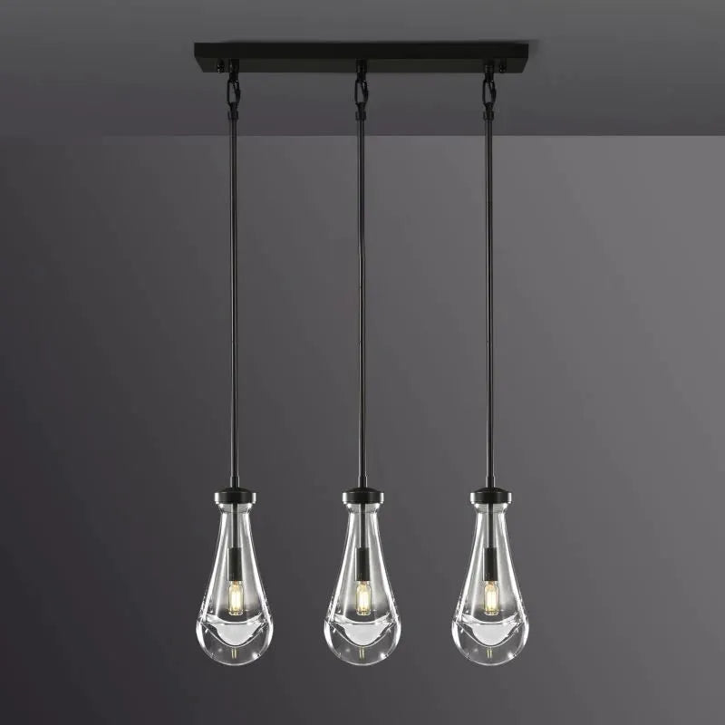 Elegant Rain Drops 3-Light Rectangular Chandelier with Custom Finishes