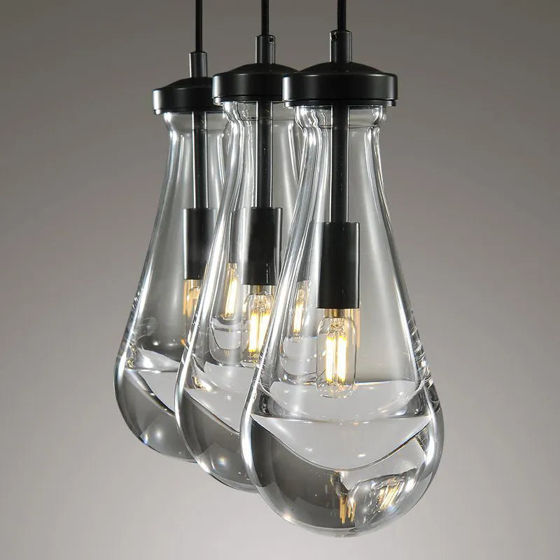 Elegant Rain Drops 3-Light Rectangular Chandelier with Custom Finishes