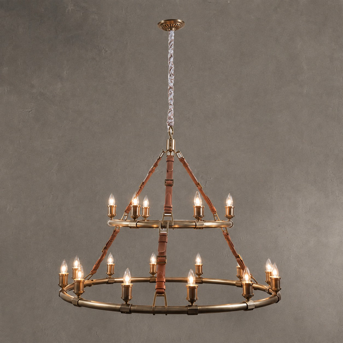 Redford Leather Round Chandelier