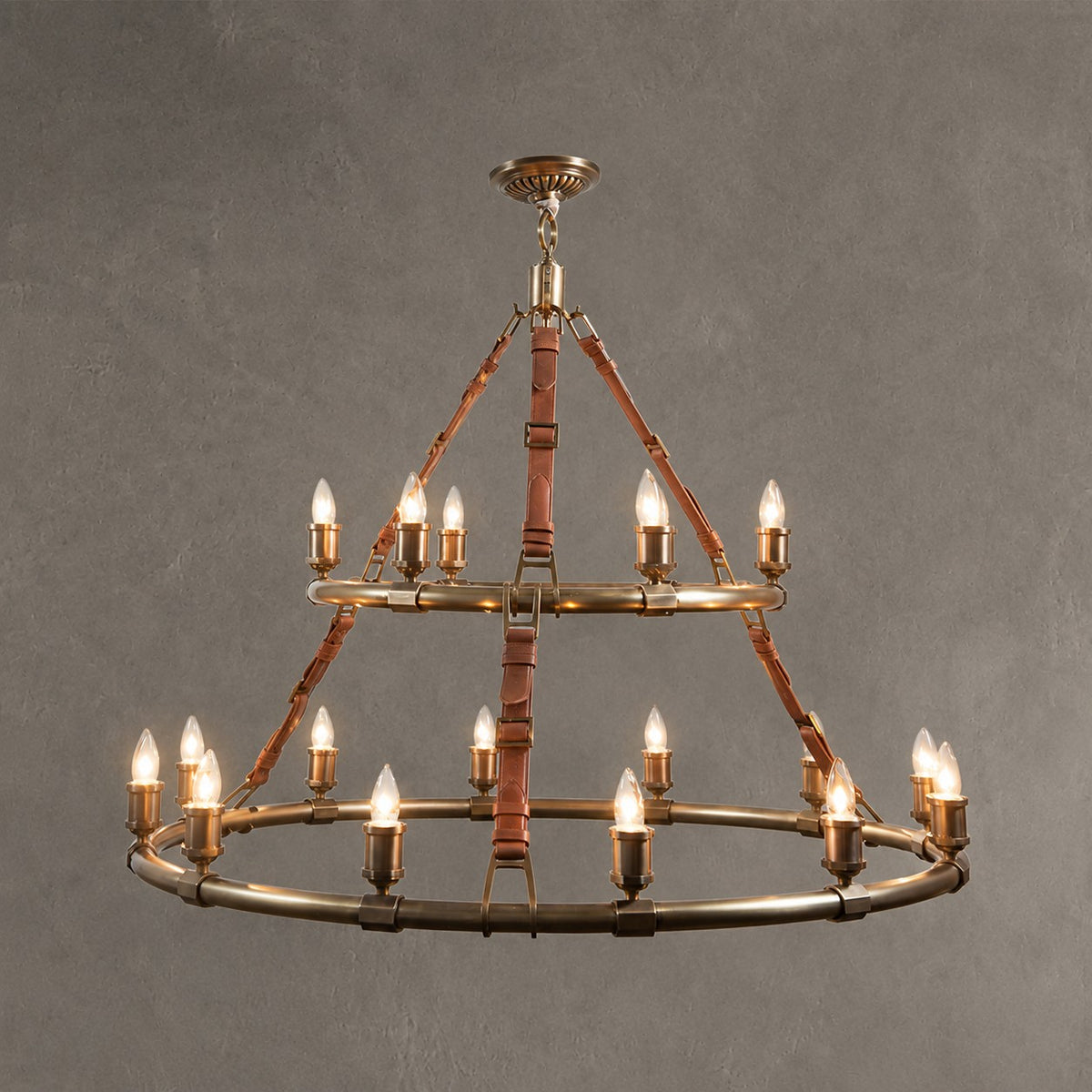Redford Leather Round Chandelier
