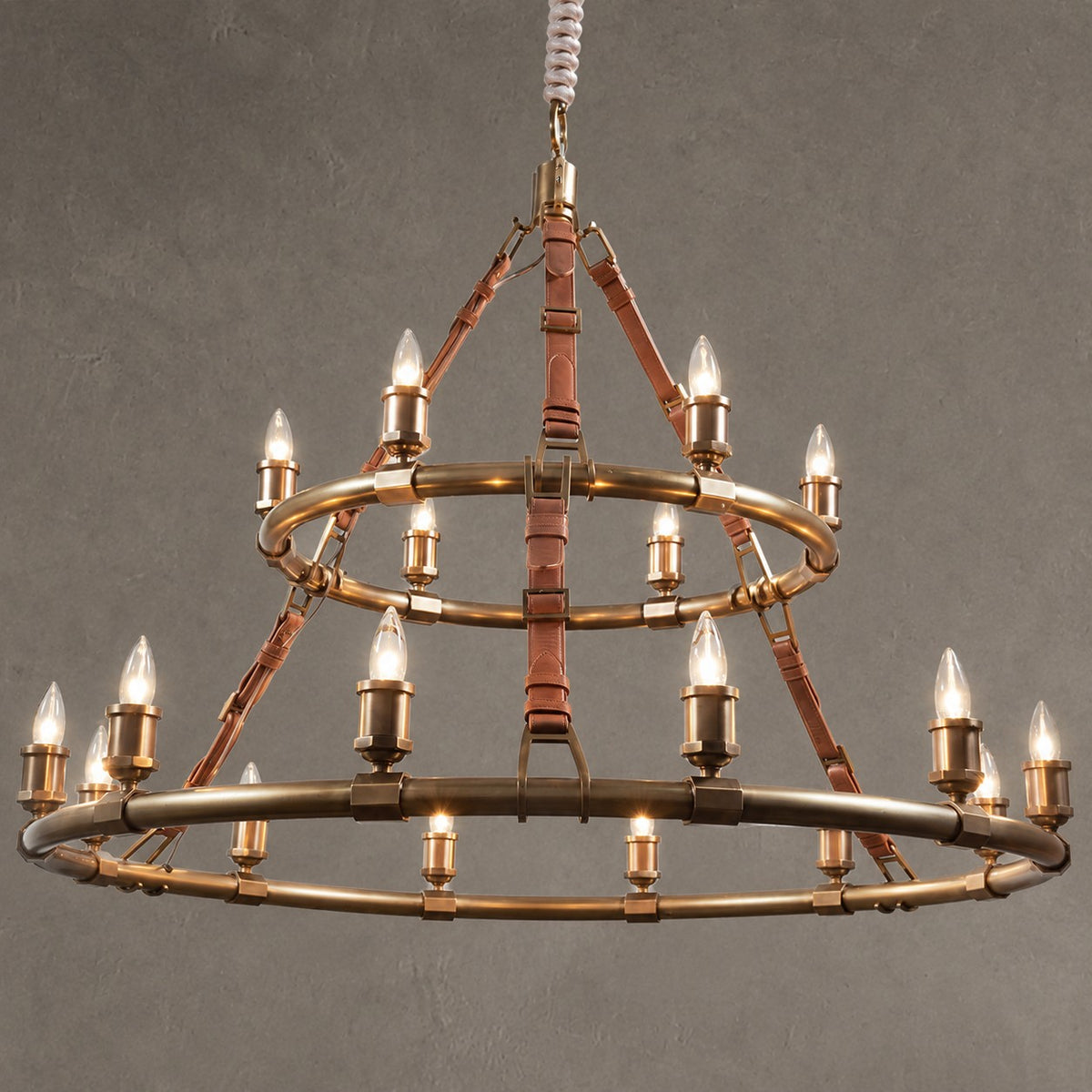 Redford Leather Round Chandelier