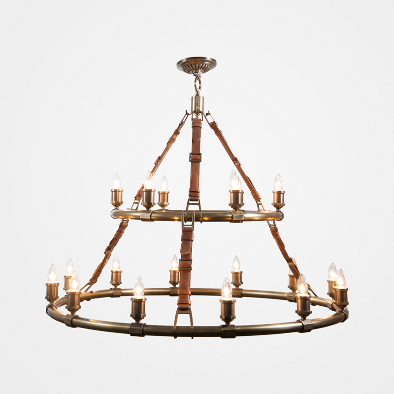 Redford Leather Round Chandelier