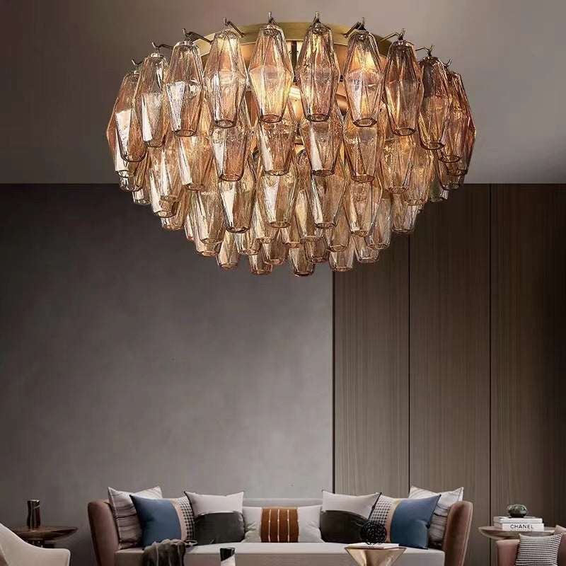 Renee Glass Round Flush Mount 17"