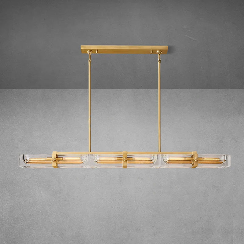 Elegant Savilen Linear Crystal Chandelier 24‑inch Lacquered Brass