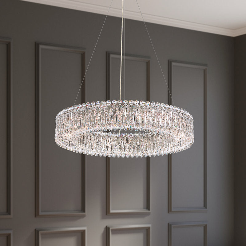 Serenna 18-Light Unique Statement Drum Chandelier with Clear Heritage Crystal