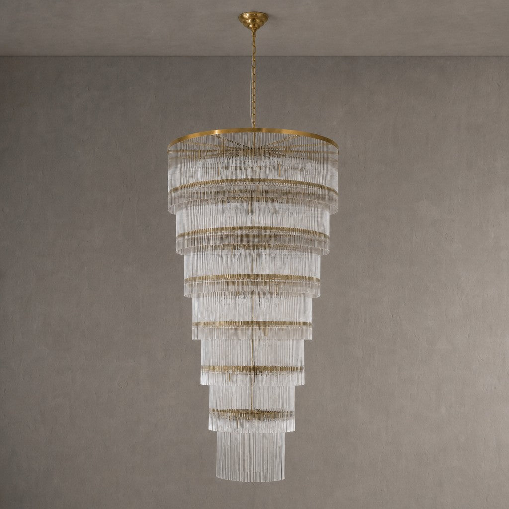 Seven-Tier Striped Column Staircase Chandelier 990 - Gold