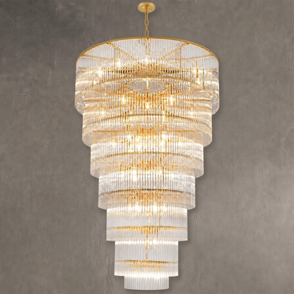 Seven-Tier Striped Column Staircase Chandelier 990 - Gold