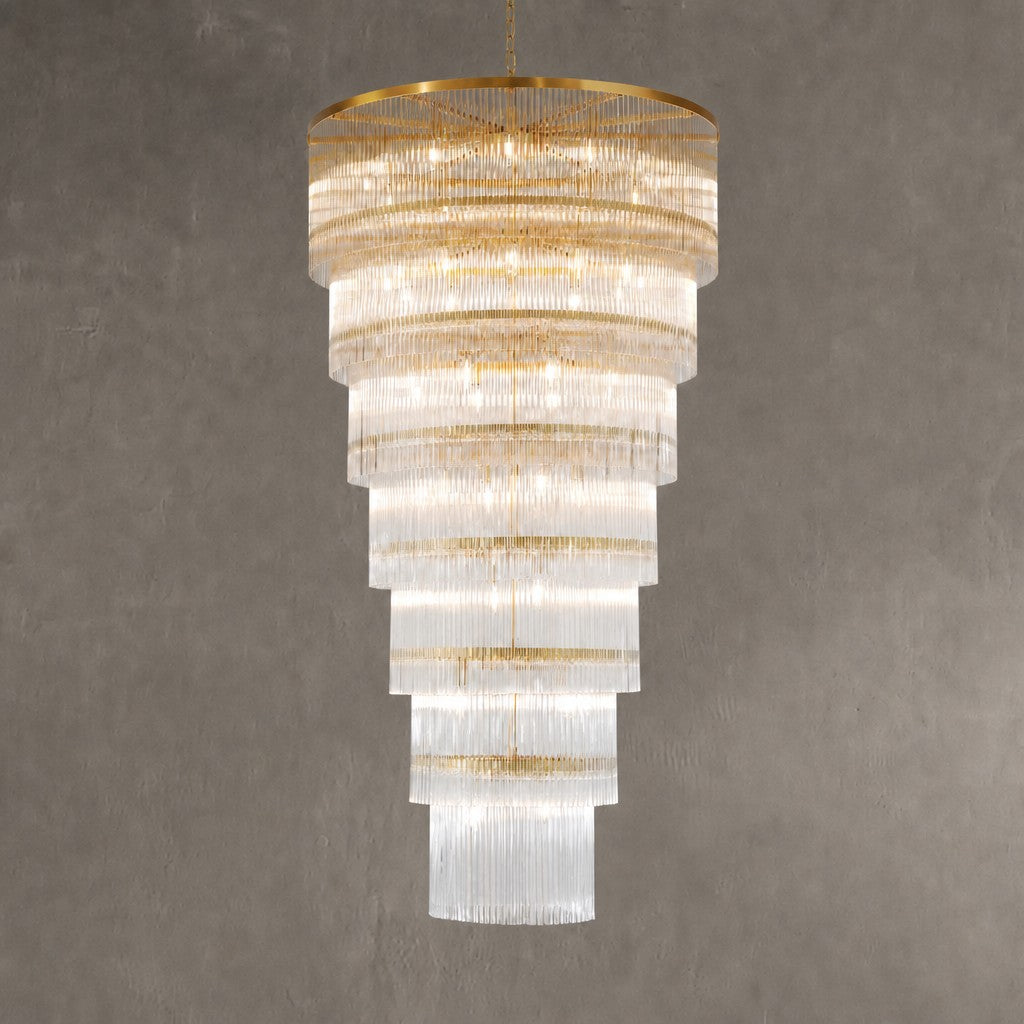 Seven-Tier Striped Column Staircase Chandelier 990 - Gold
