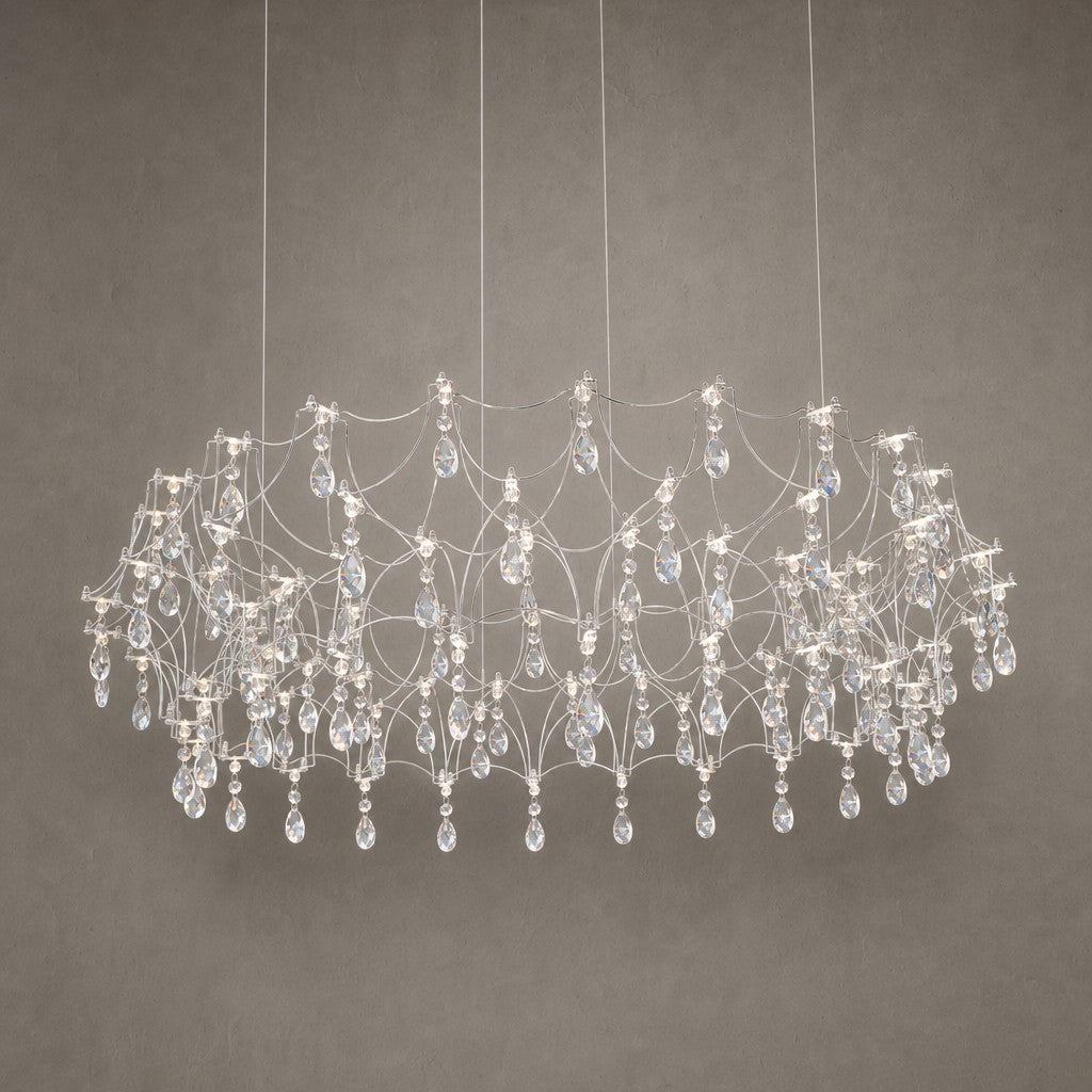 Shimmering Dreamcatcher Crystal Chandelier with Cascading Colorful Firefly-like Crystals