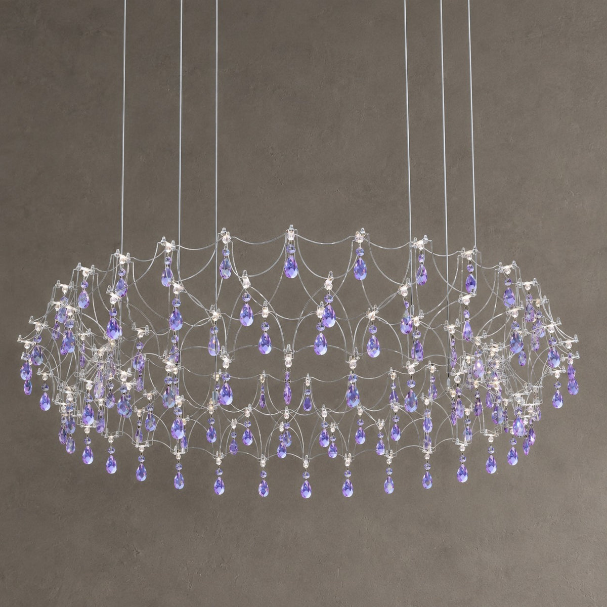 Shimmering Dreamcatcher Crystal Chandelier with Cascading Colorful Firefly-like Crystals