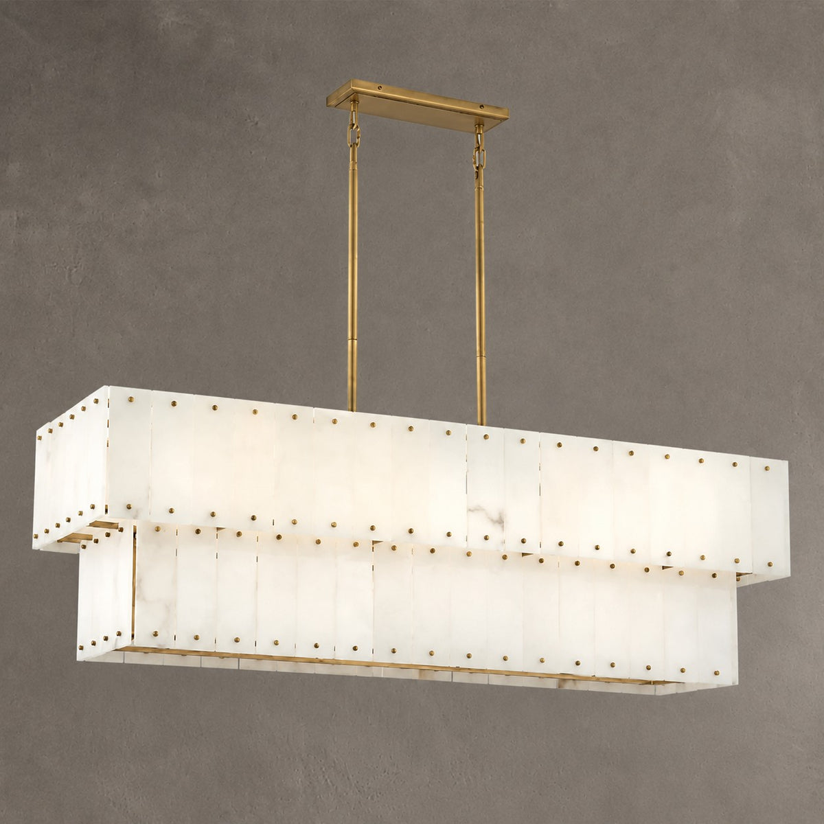 Simona Alabaster Linear 2-Tier Chandelier