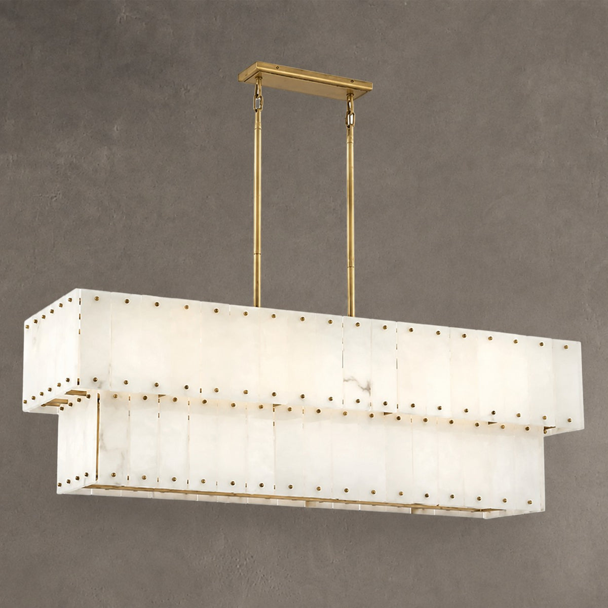 Simona Alabaster Linear 2-Tier Chandelier