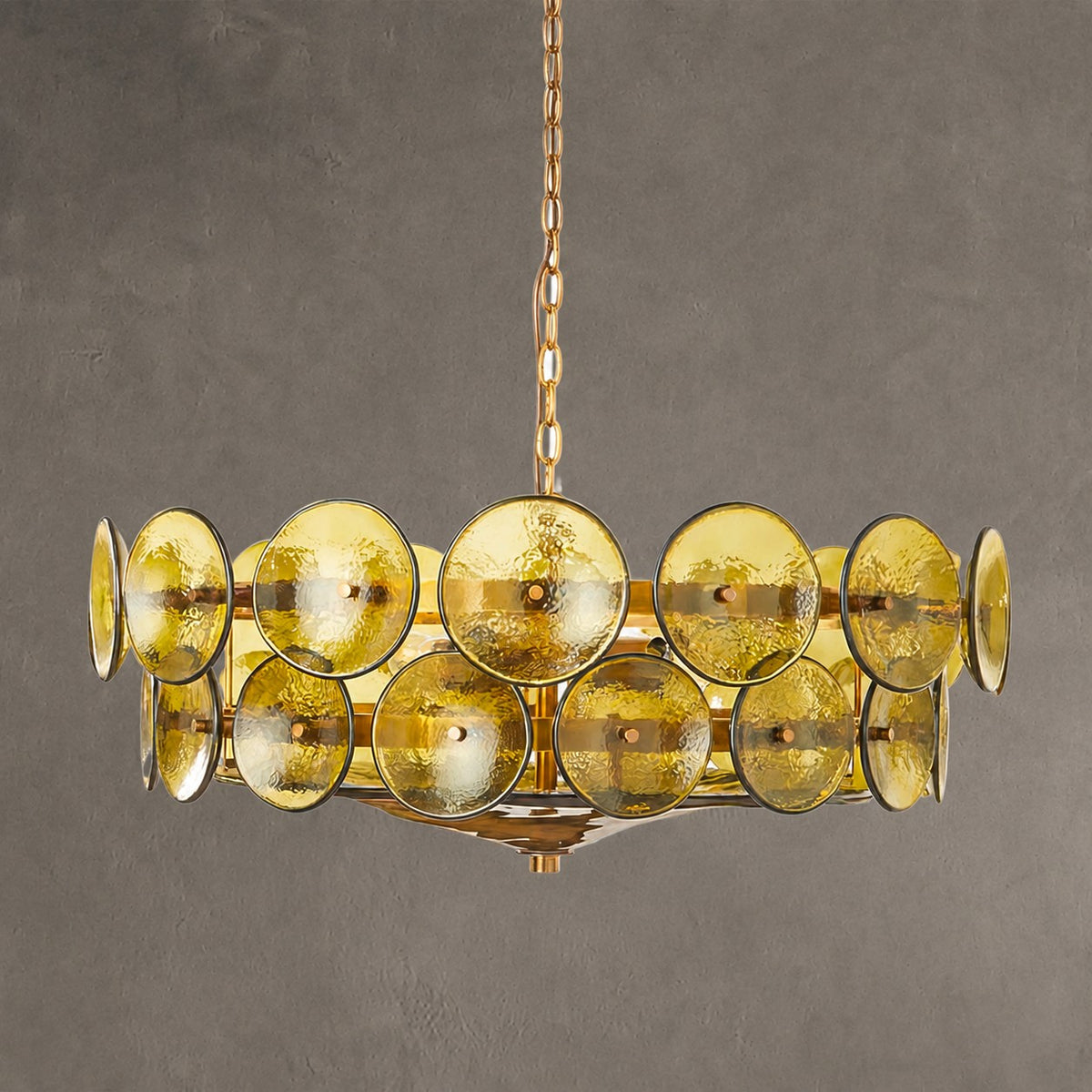 Solaris Amber Glass Disc Chandelier