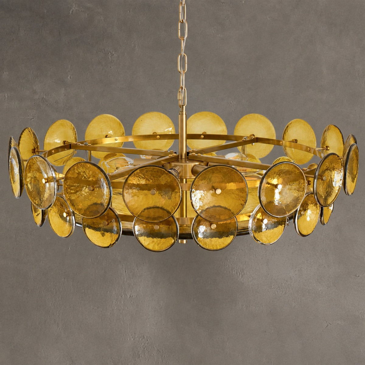 Solaris Amber Glass Disc Chandelier