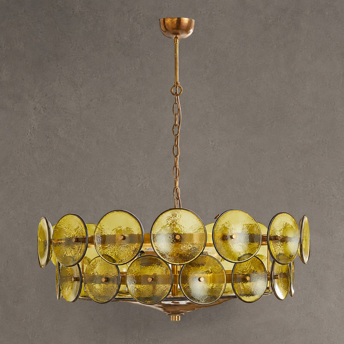 Solaris Amber Glass Disc Chandelier