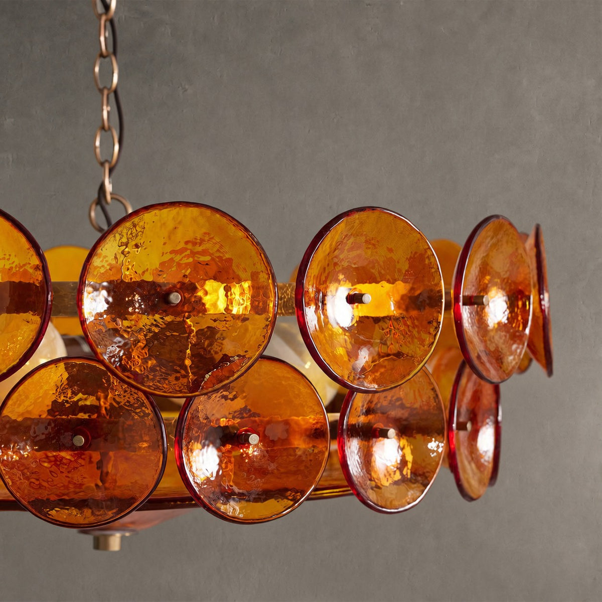 Solaris Amber Glass Disc Chandelier