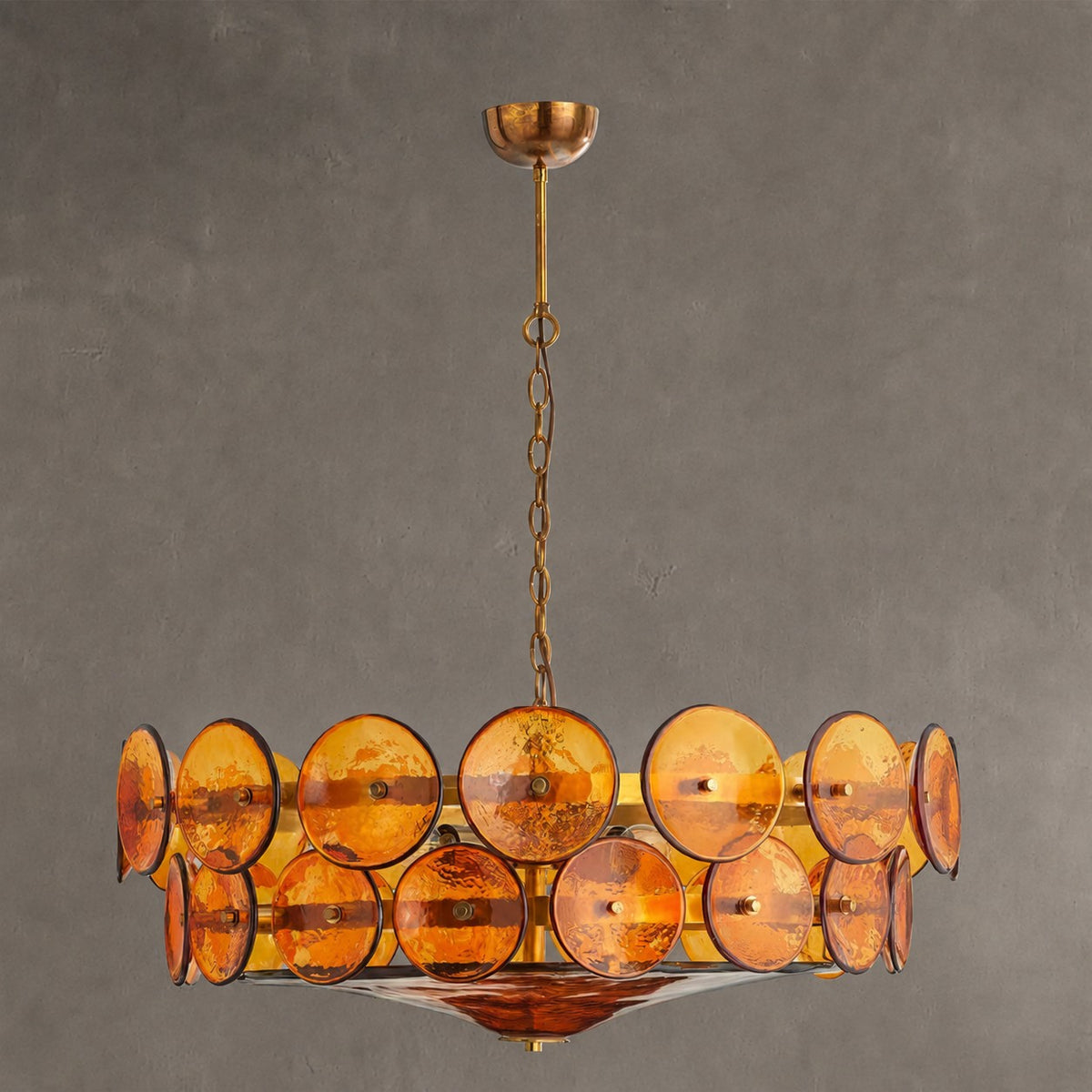 Solaris Amber Glass Disc Chandelier