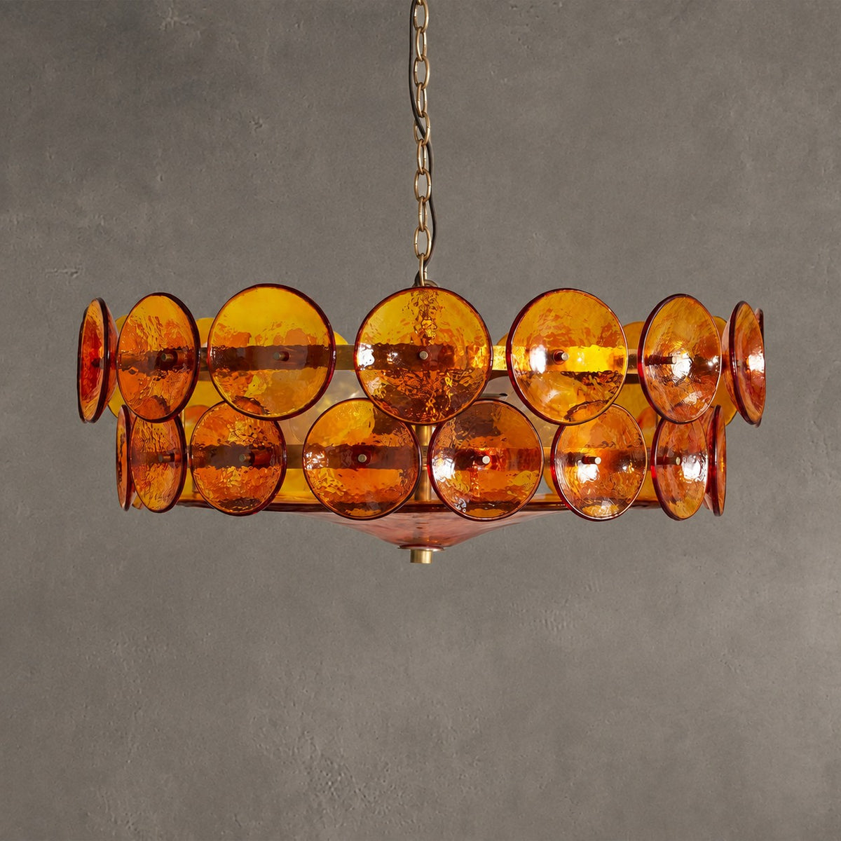 Solaris Amber Glass Disc Chandelier