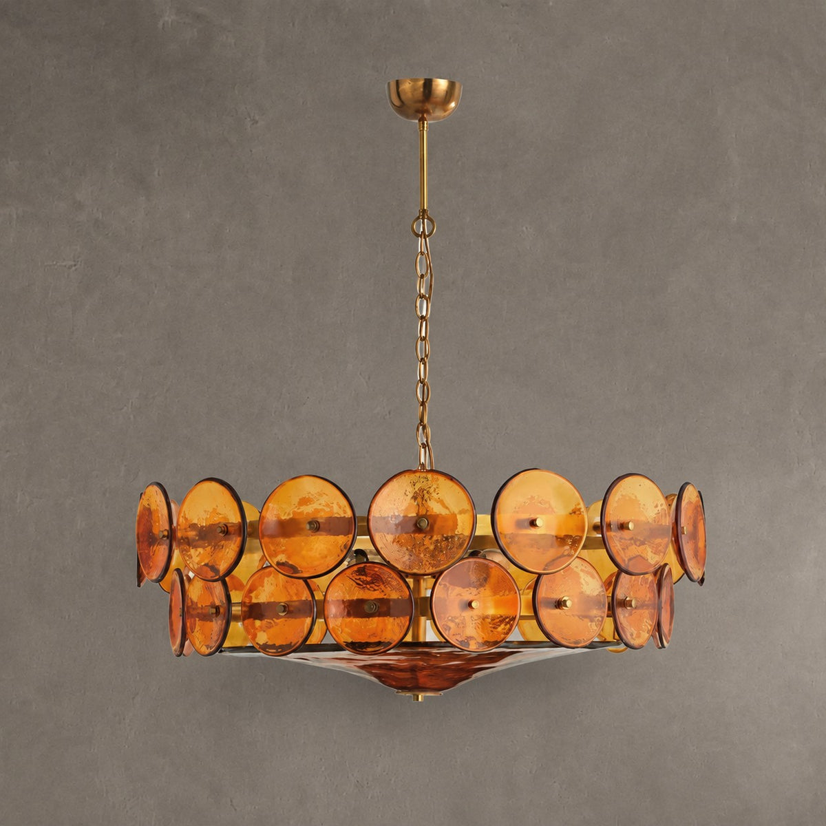 Solaris Amber Glass Disc Chandelier