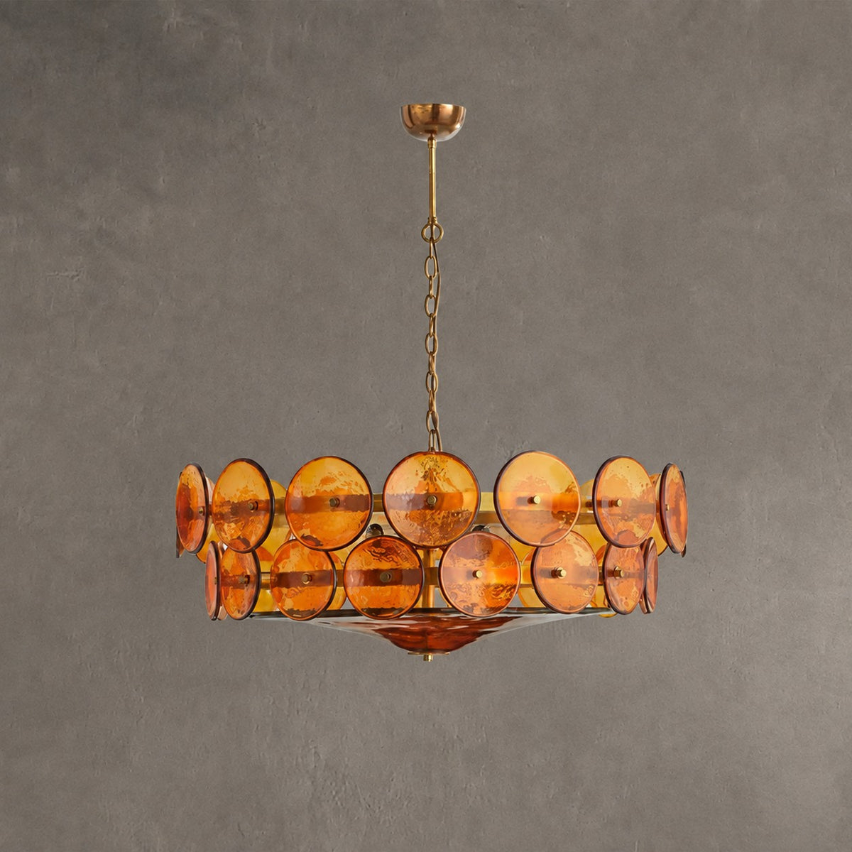Solaris Amber Glass Disc Chandelier