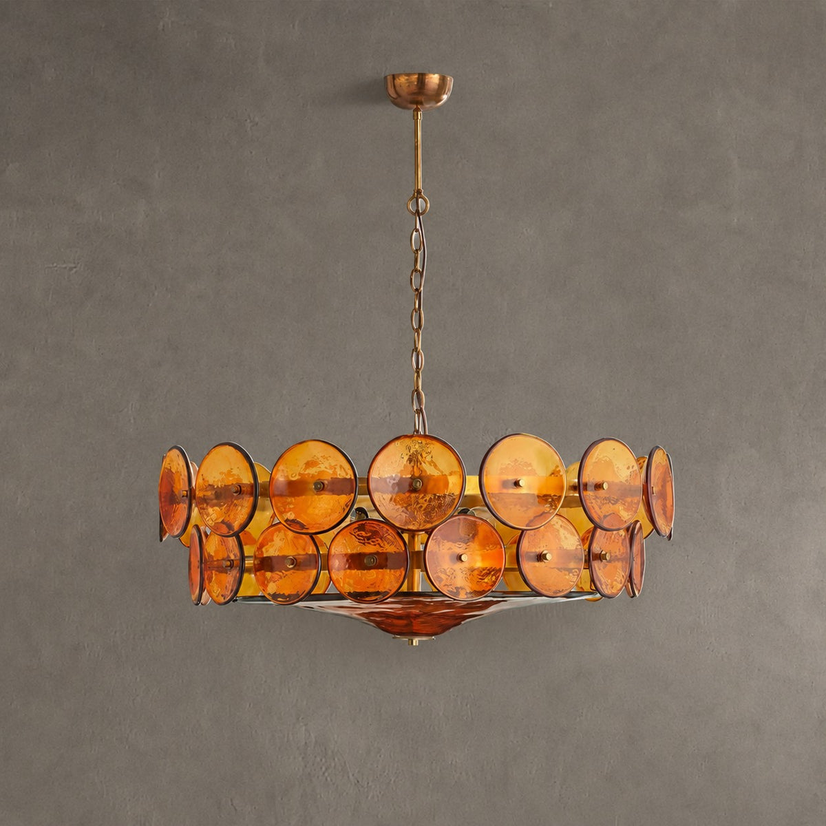 Solaris Amber Glass Disc Chandelier