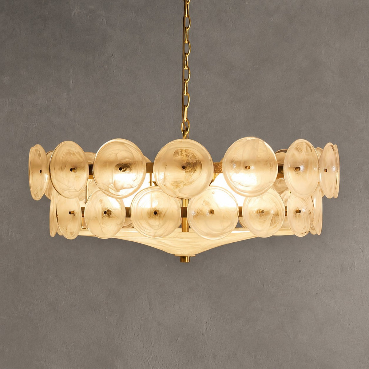 Solaris Amber Glass Disc Chandelier