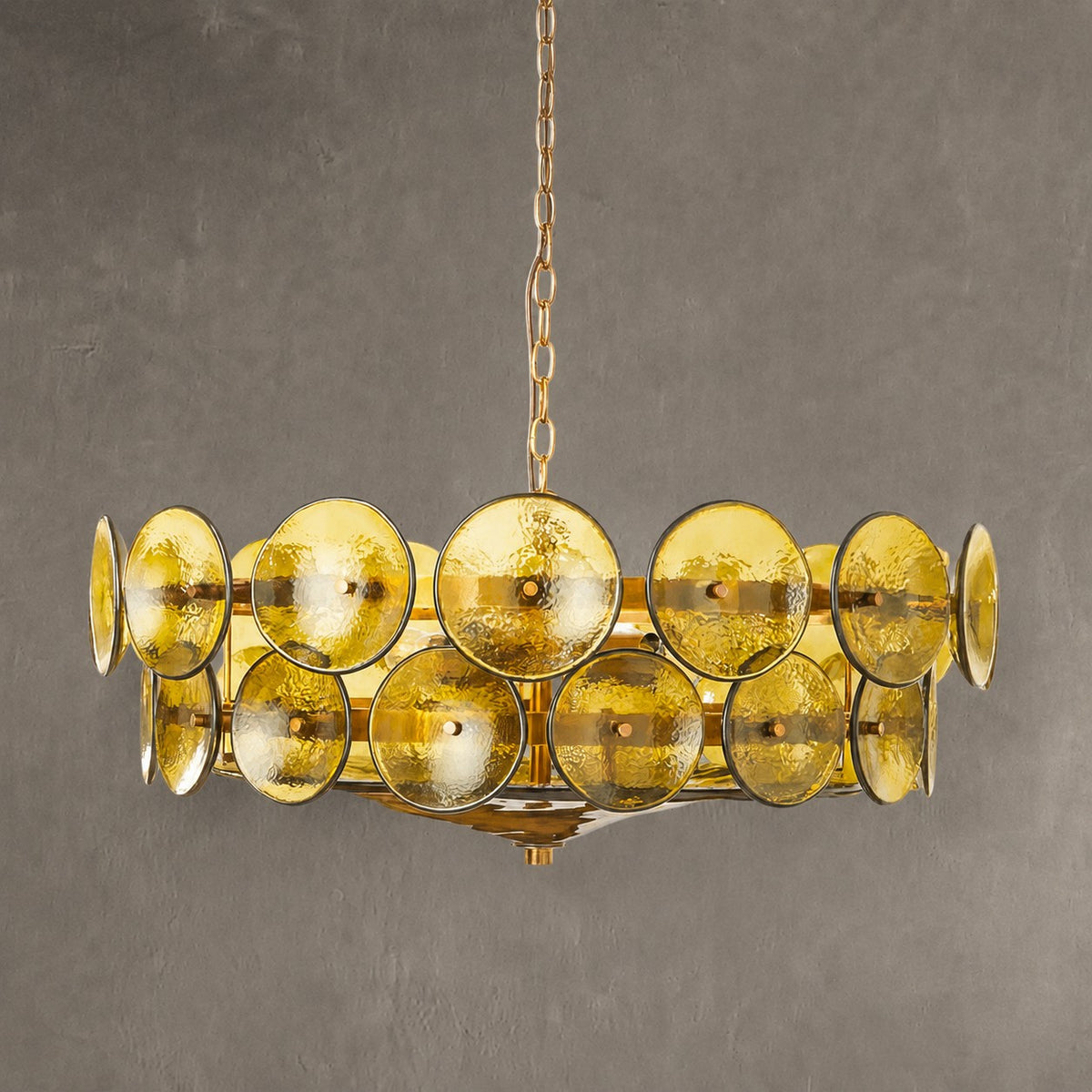 Solaris Amber Glass Disc Chandelier