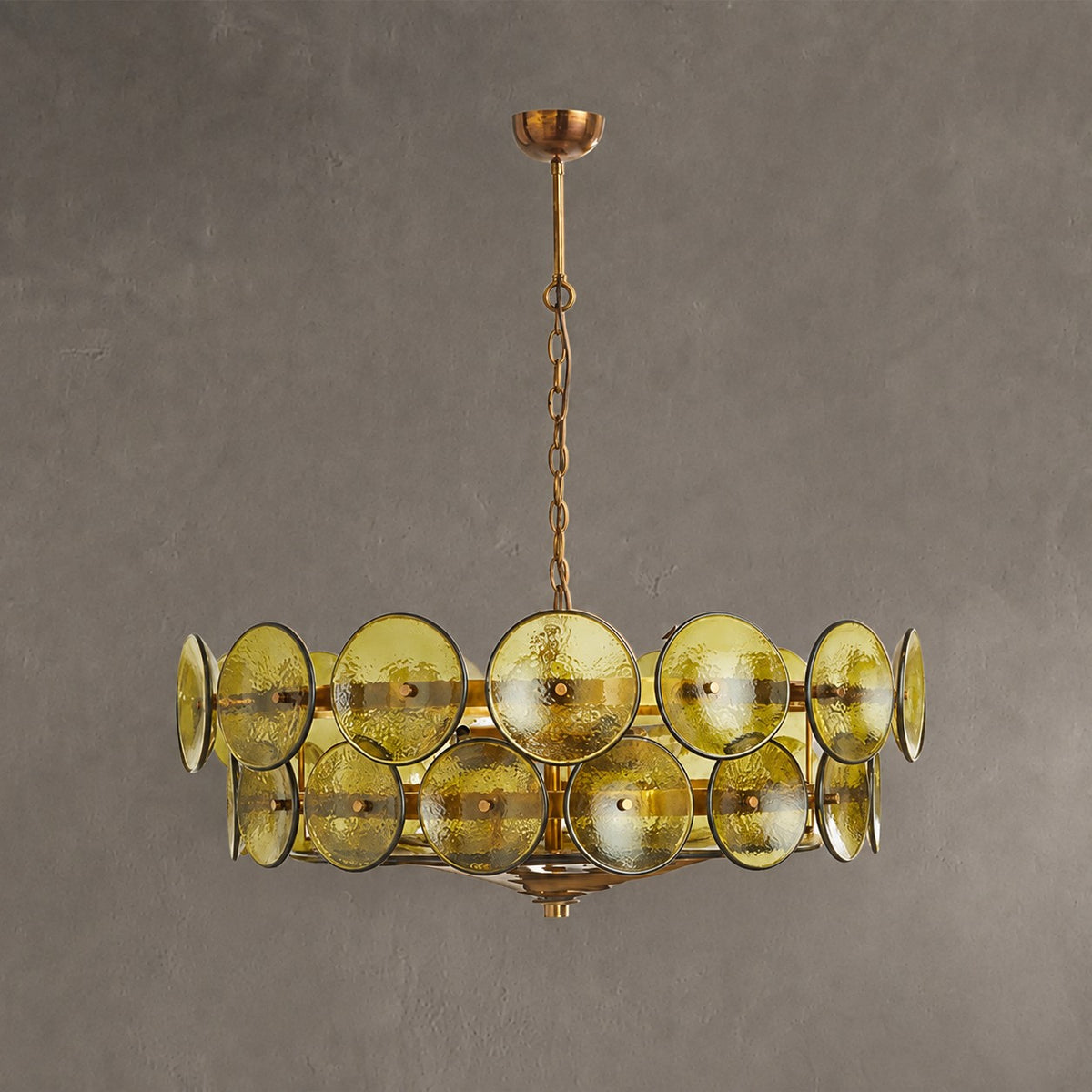 Solaris Amber Glass Disc Chandelier