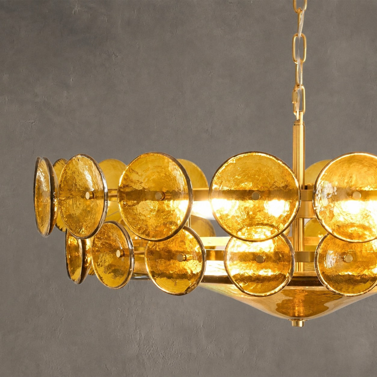 Solaris Amber Glass Disc Chandelier