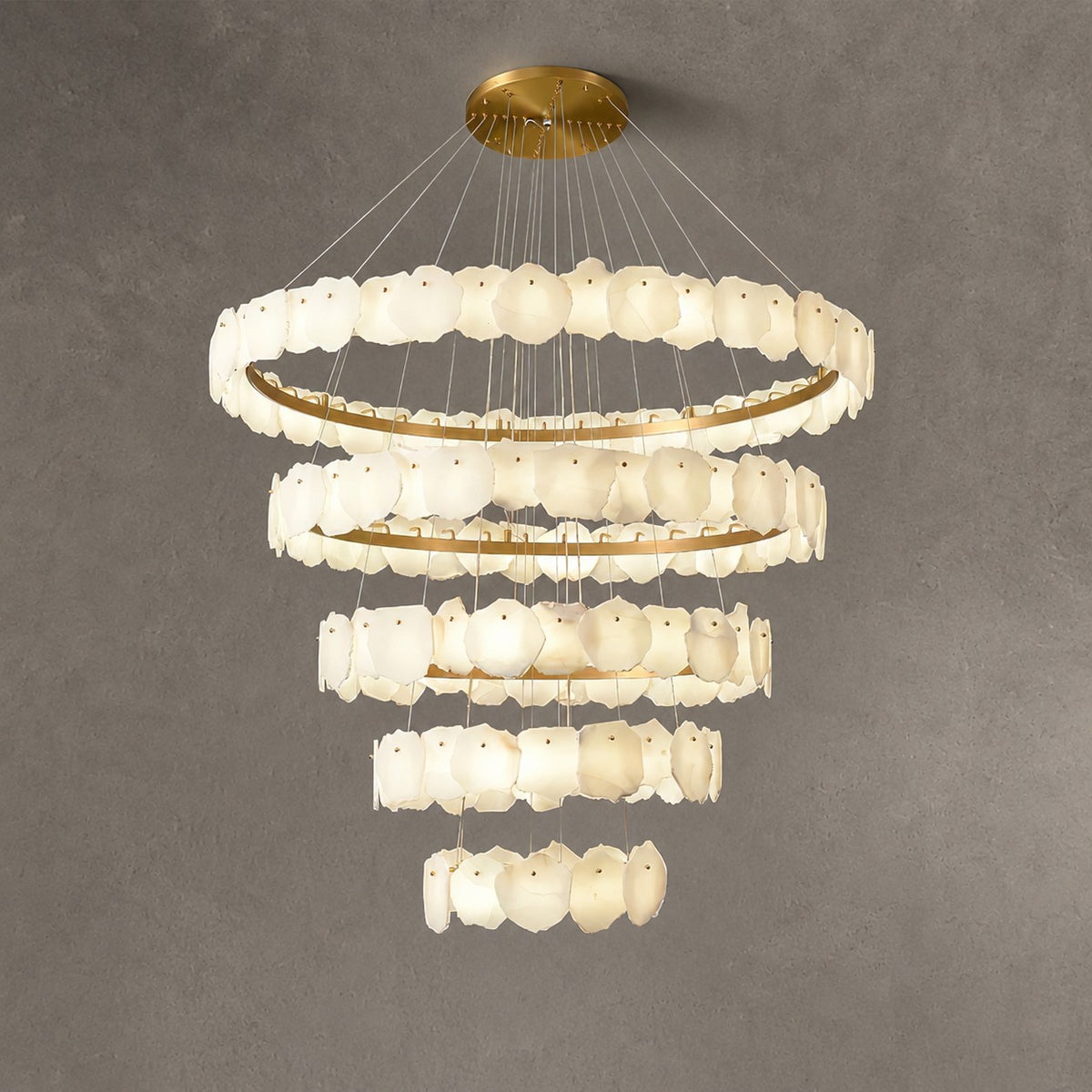 Spiral Alabaster Chandelier – Gold & White 4‑6 Layer Luxury Ceiling Light