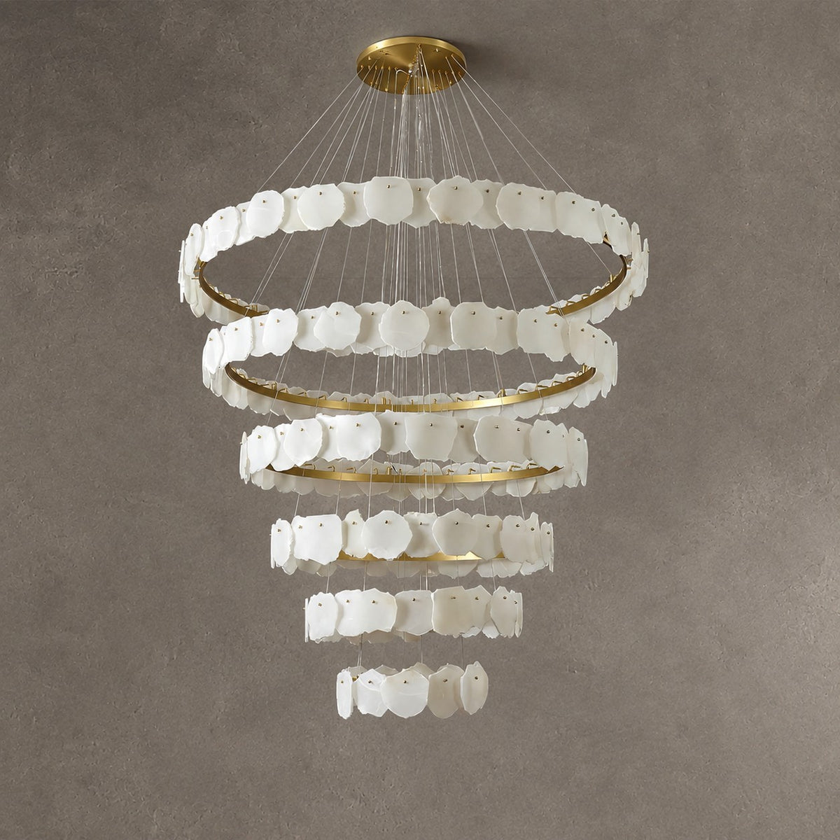 Spiral Alabaster Chandelier – Gold & White 4‑6 Layer Luxury Ceiling Light