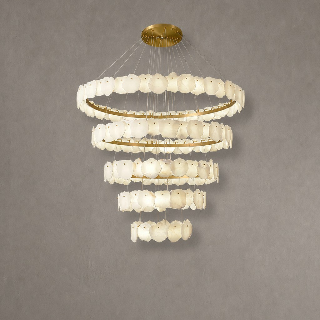 Spiral Alabaster Chandelier – Gold & White 4‑6 Layer Luxury Ceiling Light