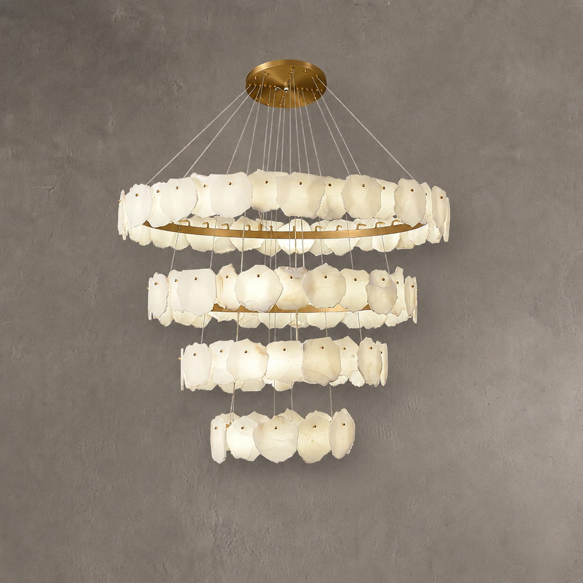 Spiral Alabaster Chandelier – Gold & White 4‑6 Layer Luxury Ceiling Light