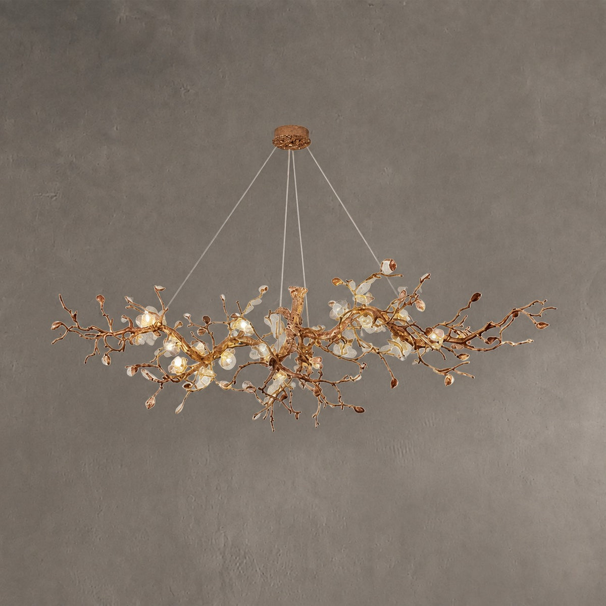 Mona Copper Branch Glass Flower Chandelier