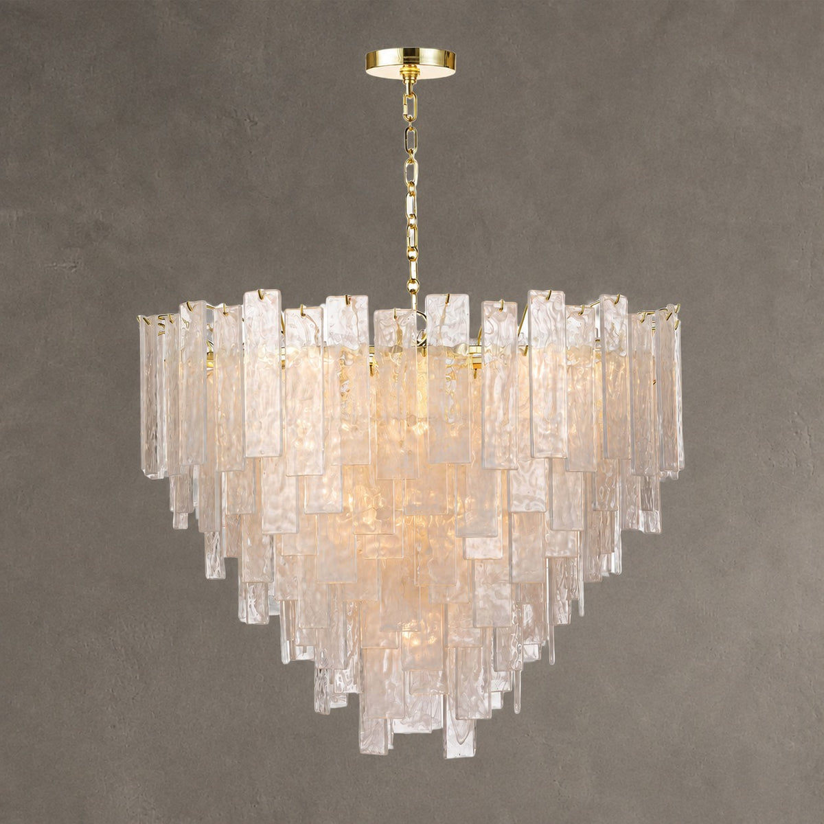Tidelle Brass Clear Glass Chandelier Large
