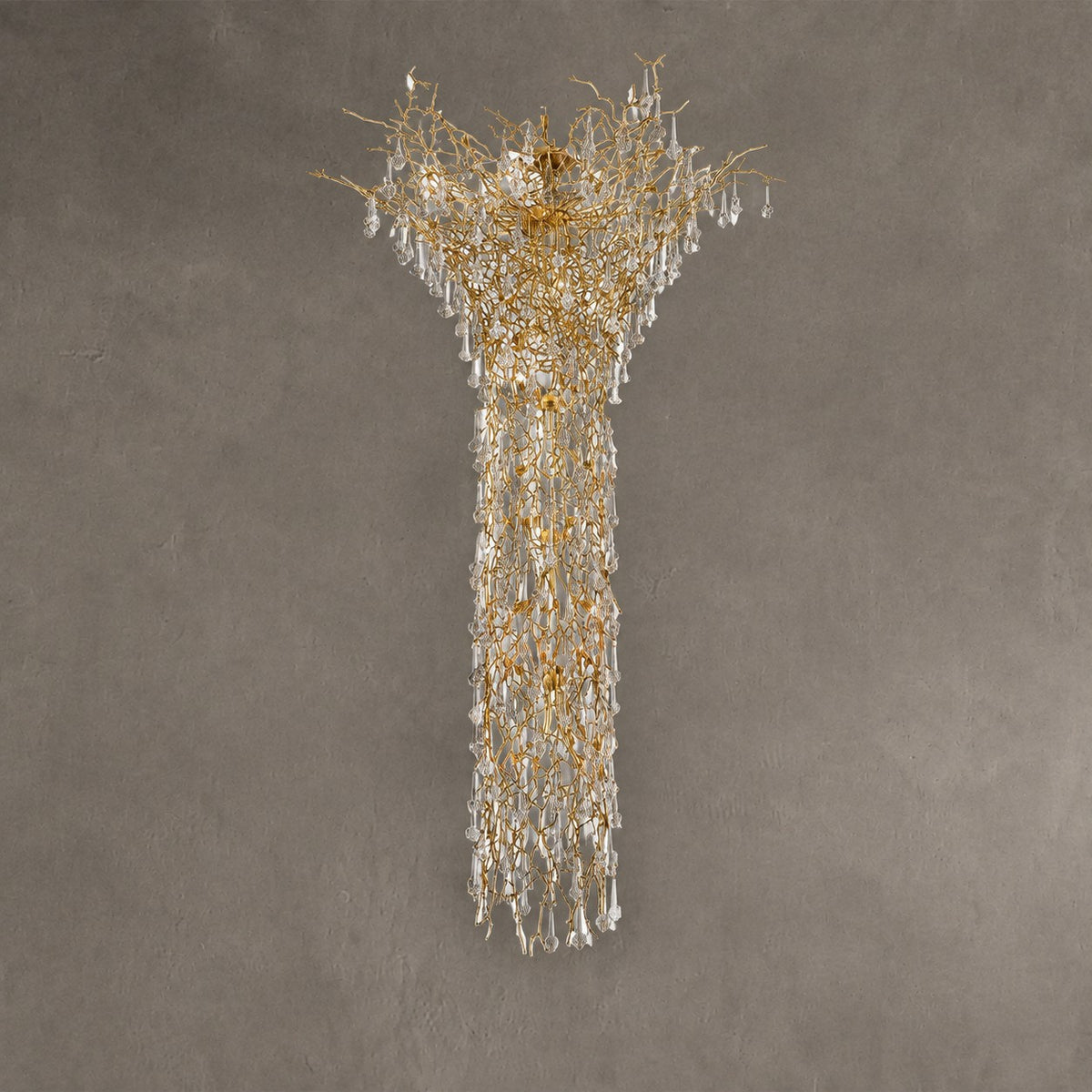 Tree Branch Crystal Brass Chandelier
