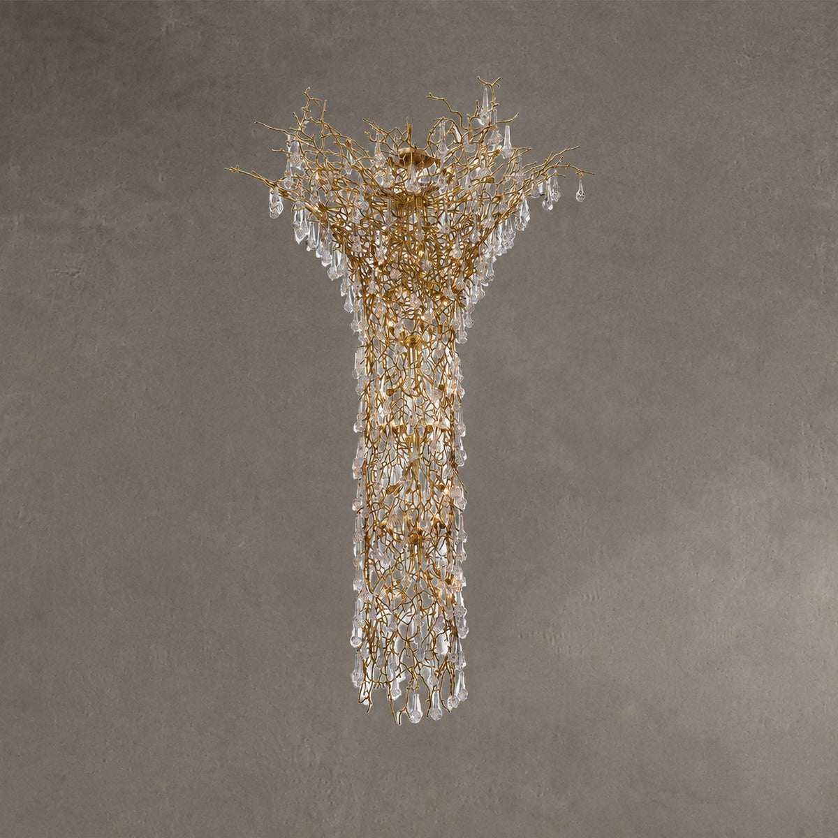 Tree Branch Crystal Brass Chandelier