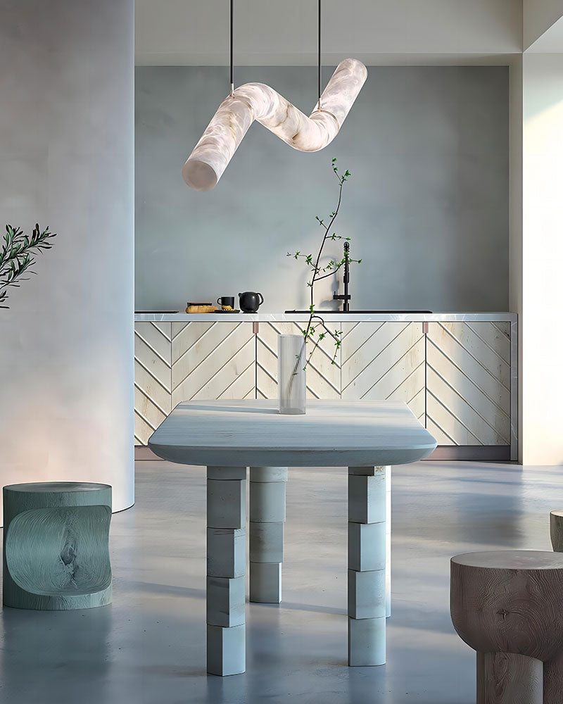 Minimalist Long Cord Ceiling Pendant Alabaster Lighting