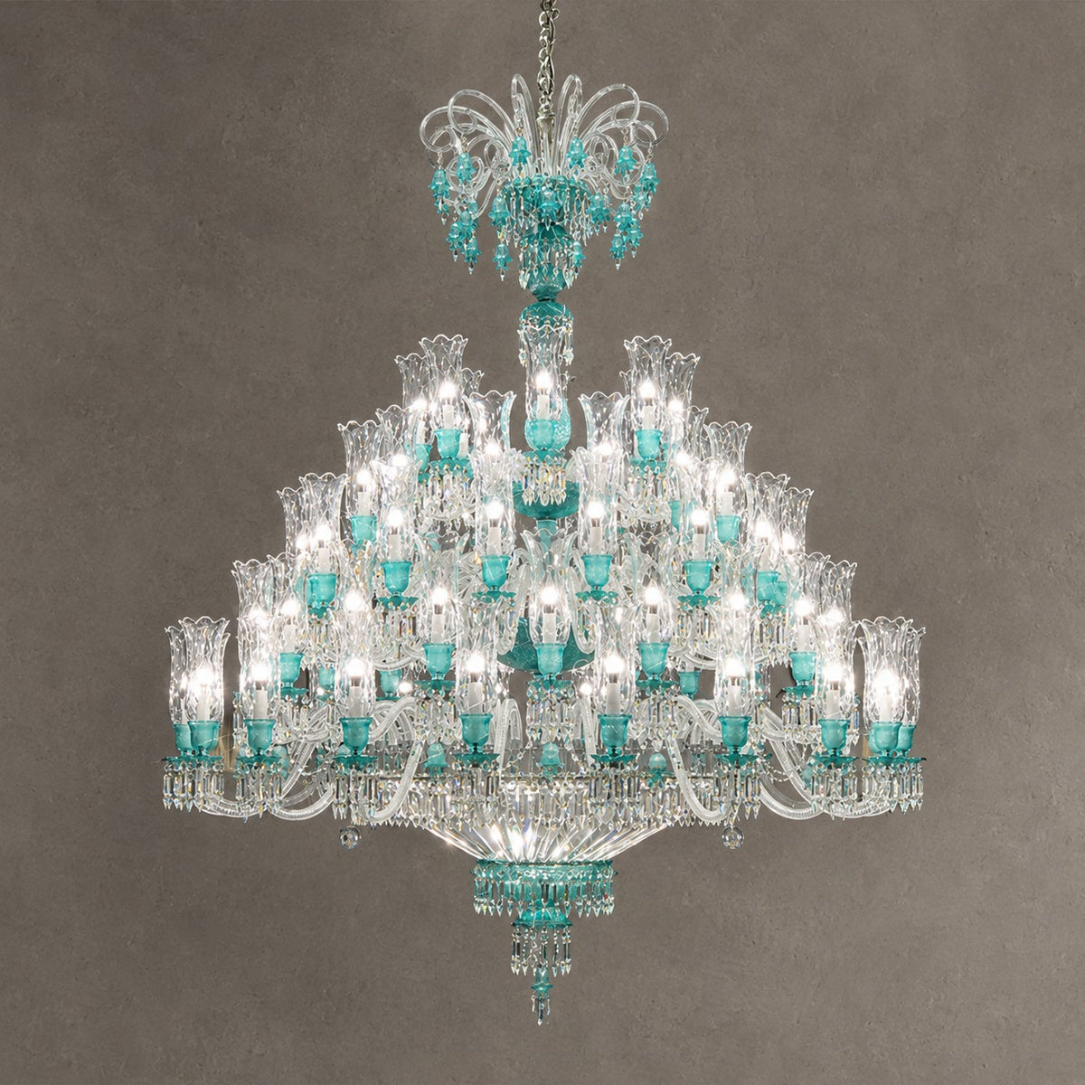 Luxury Classic Candle Light Mint Green Crystal Chandelier for Livng Room/Staircase/Foyer