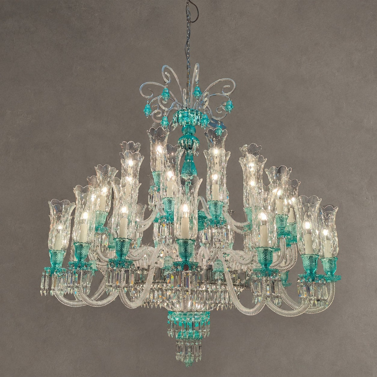 Luxury Classic Candle Light Mint Green Crystal Chandelier for Livng Room/Staircase/Foyer