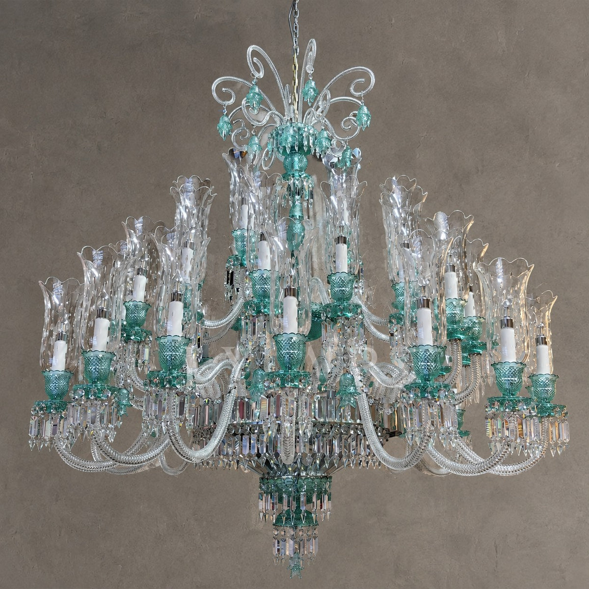 Luxury Classic Candle Light Mint Green Crystal Chandelier for Livng Room/Staircase/Foyer