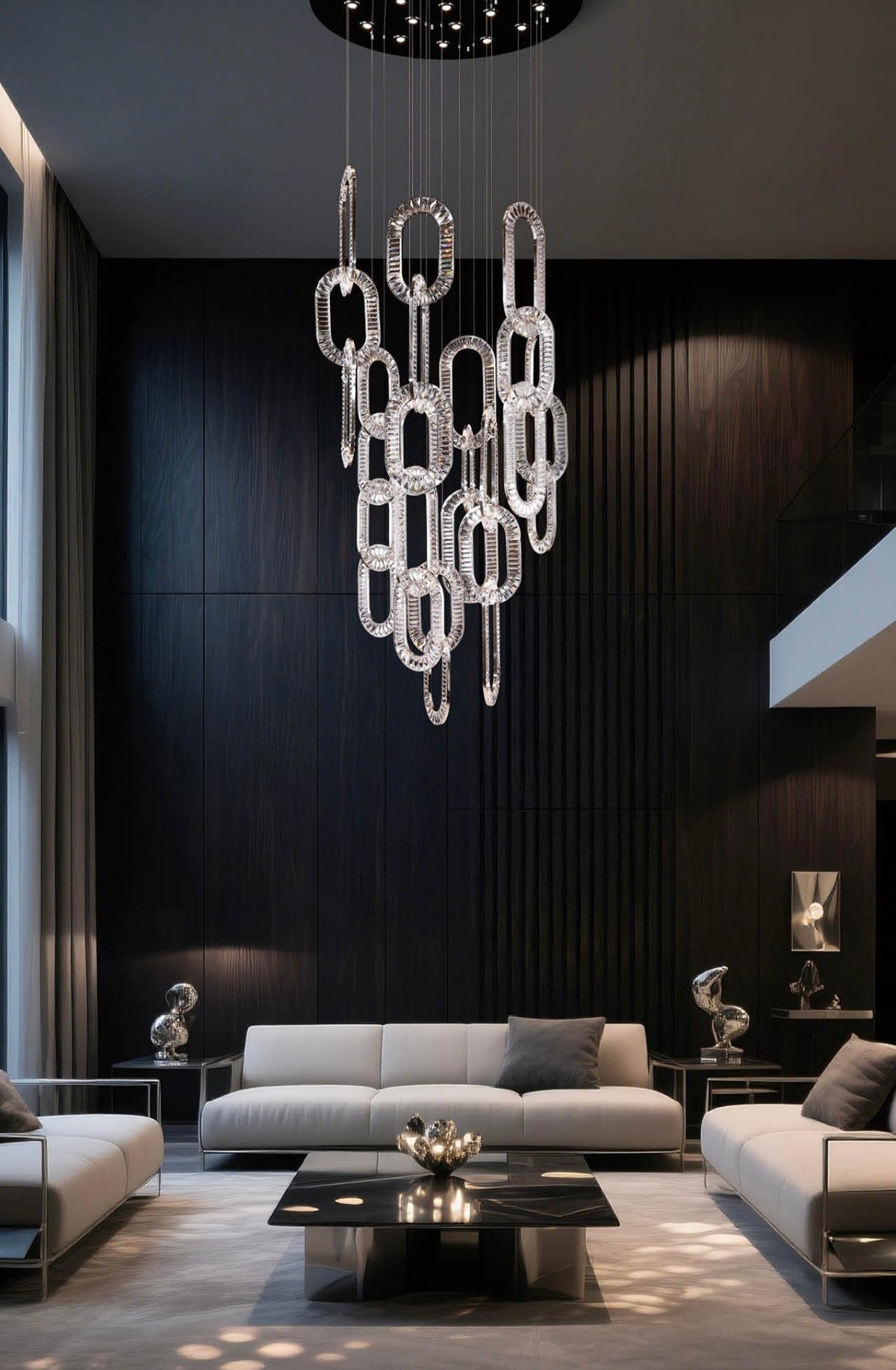 Valley Lamps Modern Luxury Crystal Chain Cluster Chandelier for High Ceiling/Dining Room - Image 7