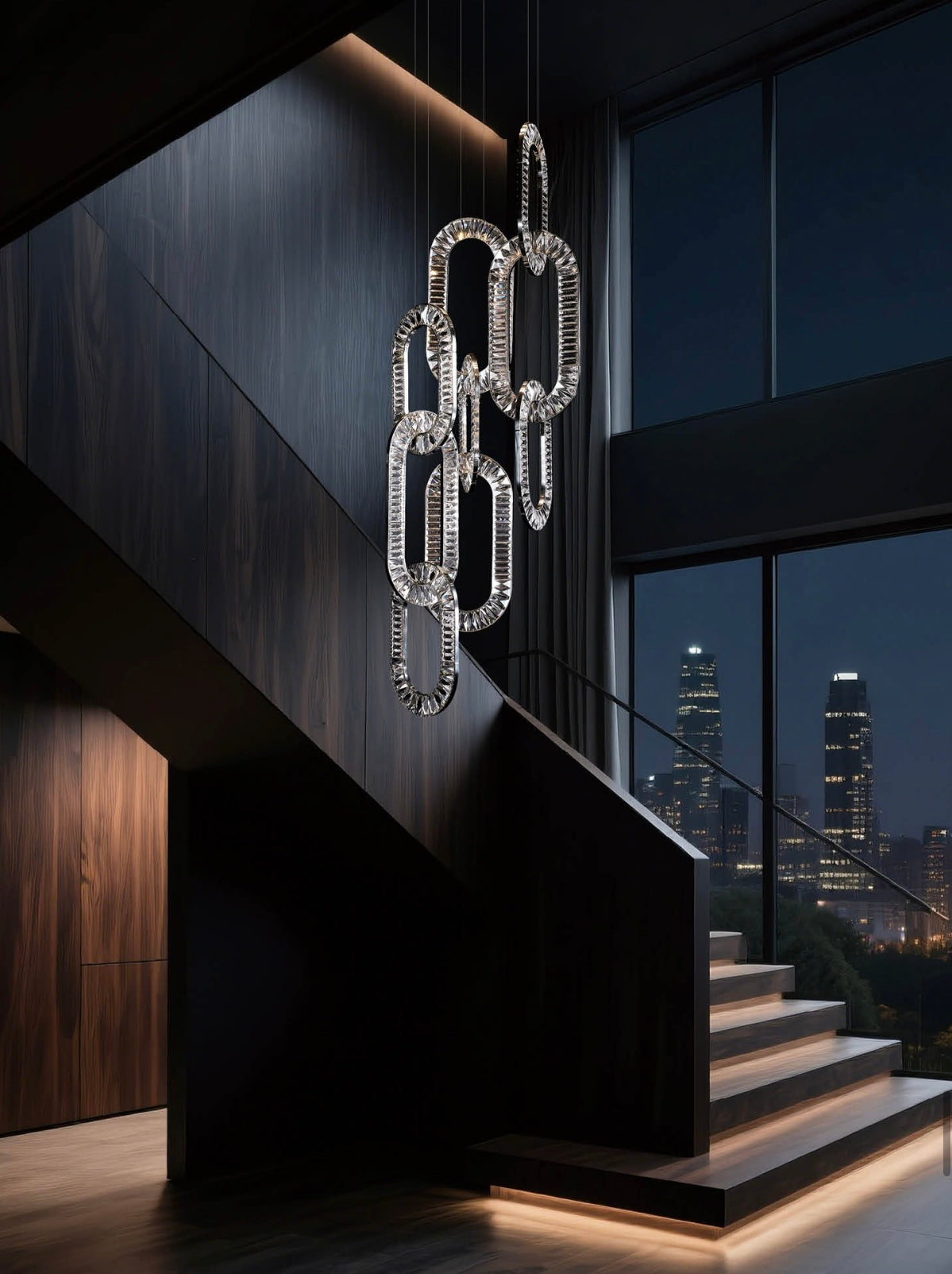Valley Lamps Modern Luxury Crystal Chain Cluster Chandelier for High Ceiling/Dining Room - Image 8