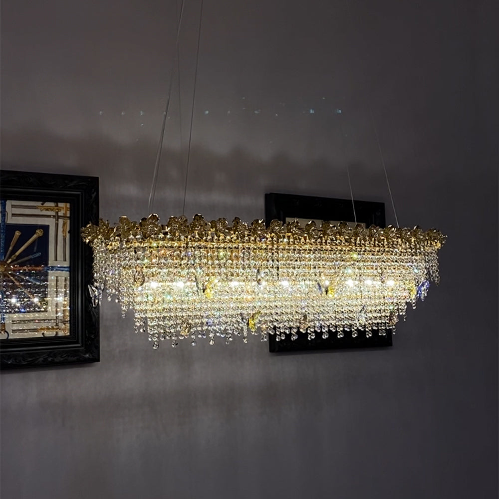 Valley Lamps New Modern Luxury Rectangle Art Design Butterfly Crystal Chandelier for Kitchen Island/Dining Area - Image 1
