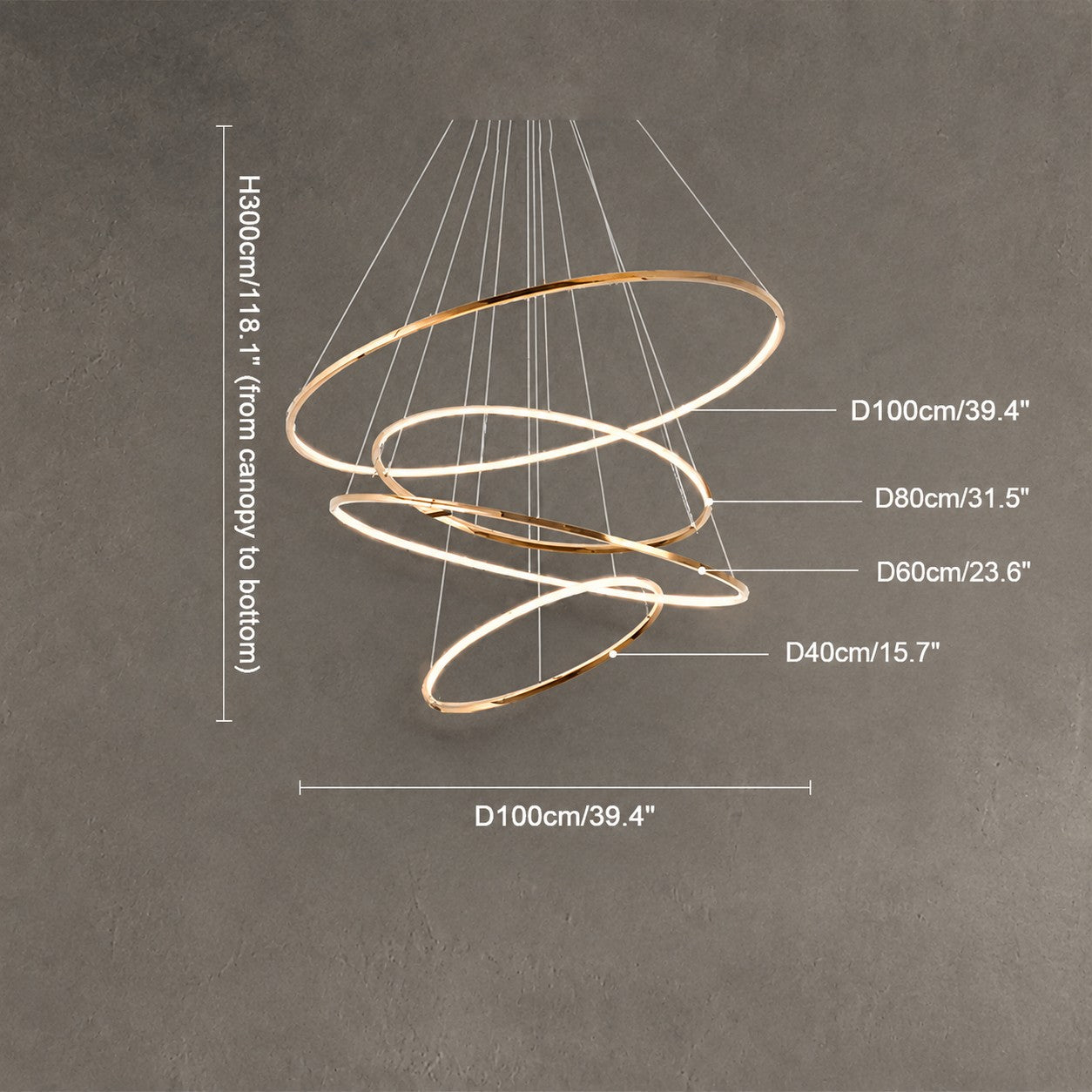 VL2160  Large Tiered Ring LED Foyer Chandelier