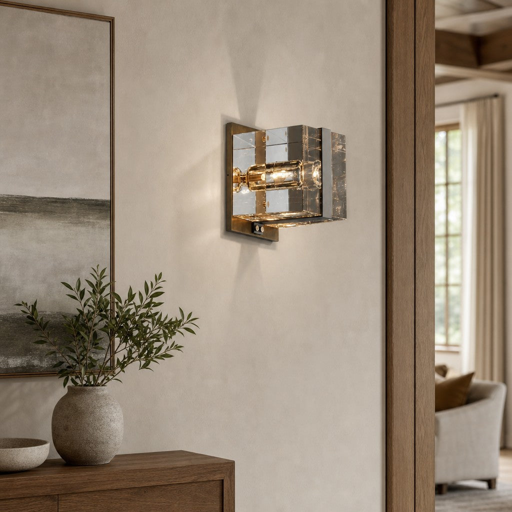 Yagern Square Solid Brass Sconce 8"H