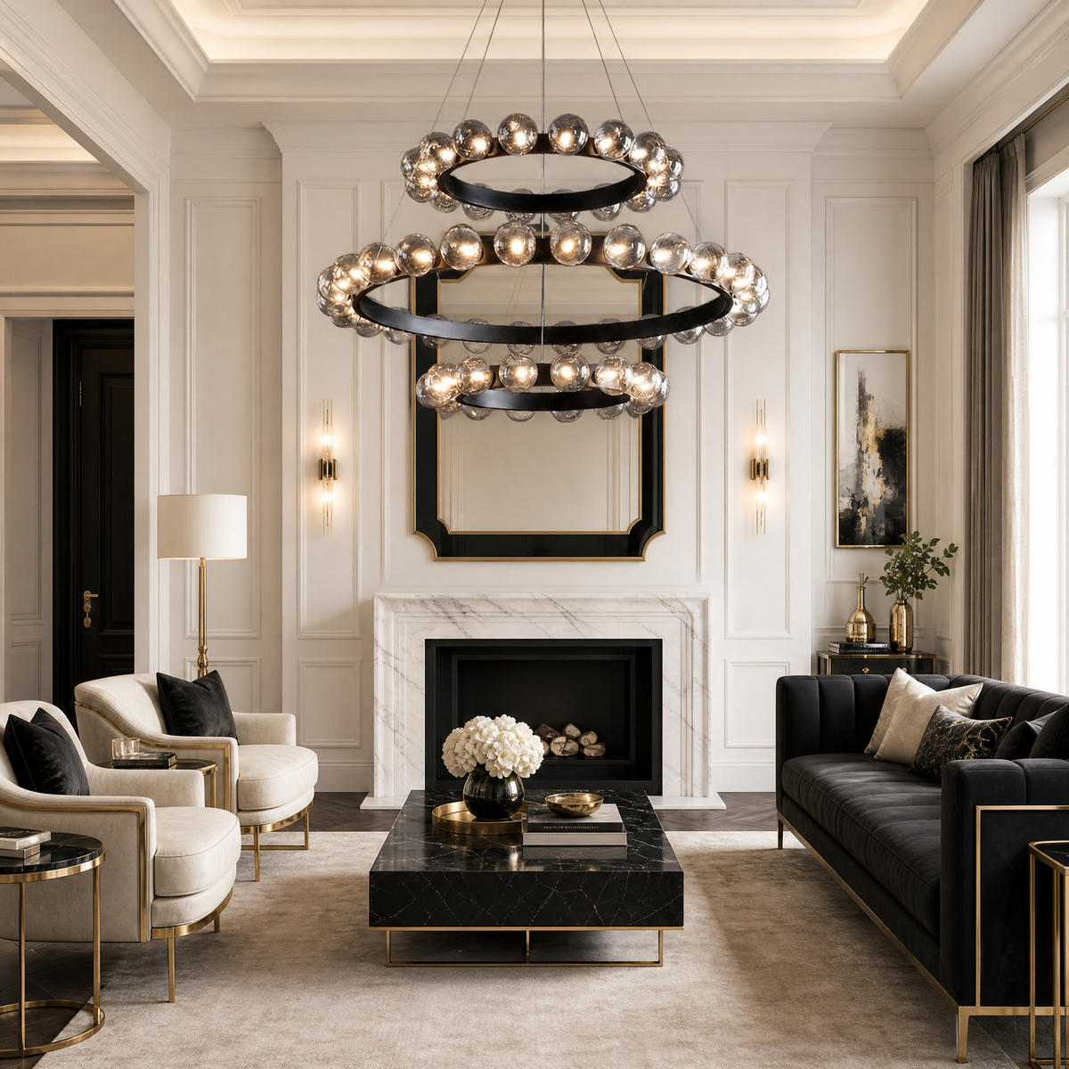 Electroplated Glass Chandelier in a dining room