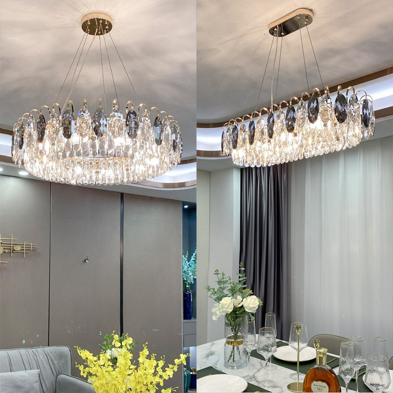 Luxurious K9 Crystal Chandelier in Brass/Silver Finish | Modern Ceiling Light Fixtures